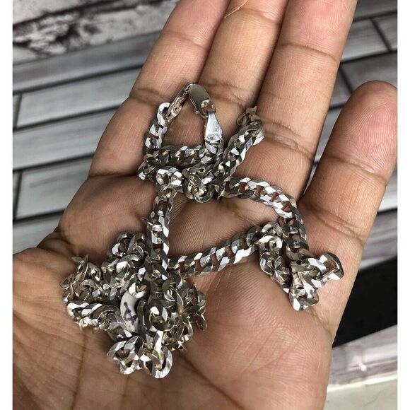 🔥🔥🔥 925 Sterling Silver Cuban Link Curb Chain Necklace 26" 3mm Italy 🔥🔥🔥 - Picture 6 of 13